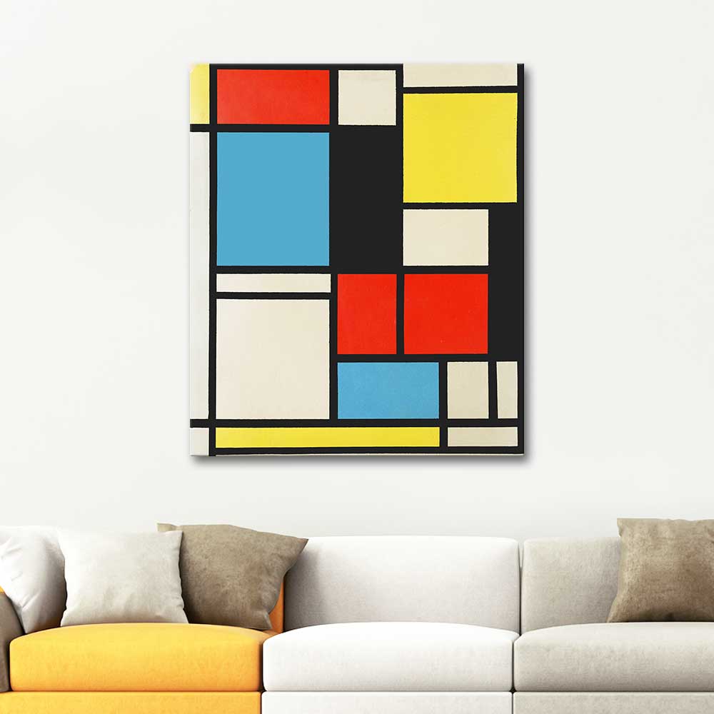 Piet Mondrian Composition in Blue Red and Yellow Art Print | CANVASTAR