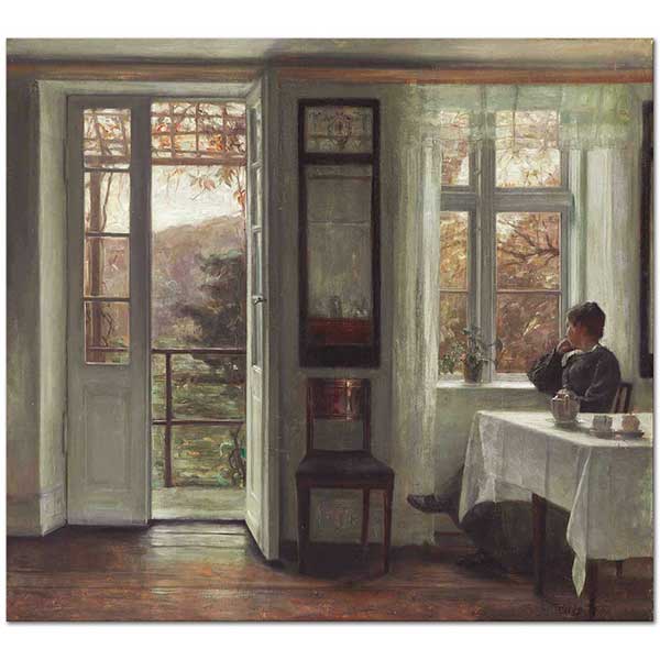 Carl Vilhelm Holsoe Sanatçının Eşi Pencere Kenarında Kanvas Tablo