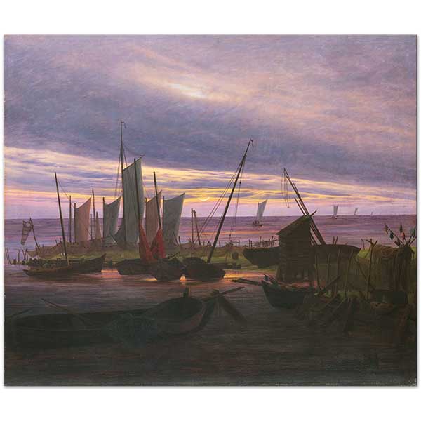 Caspar David Friedrich Boats in the Harbour at Evening Art Print