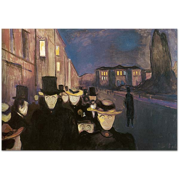 Edvard Munch Evening on Karl Johan Street Art Print