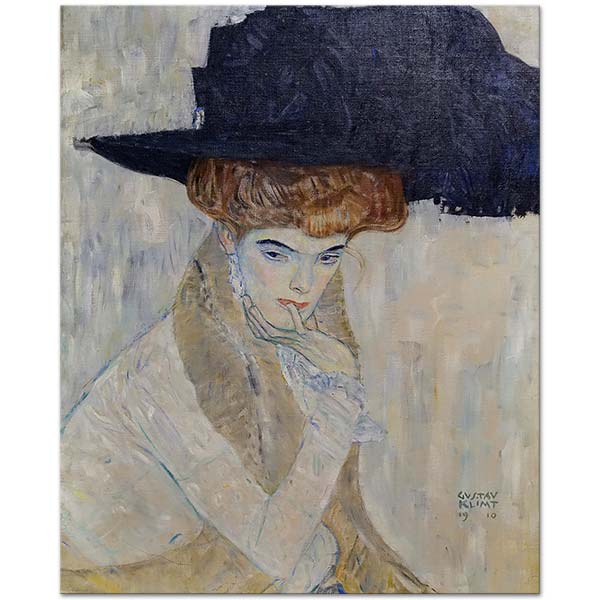 Gustav Klimt Siyah Şapka Kanvas Tablo