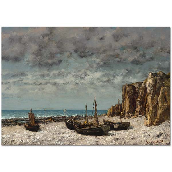 Gustave Courbet Boats On A Beach Etretat Art Print