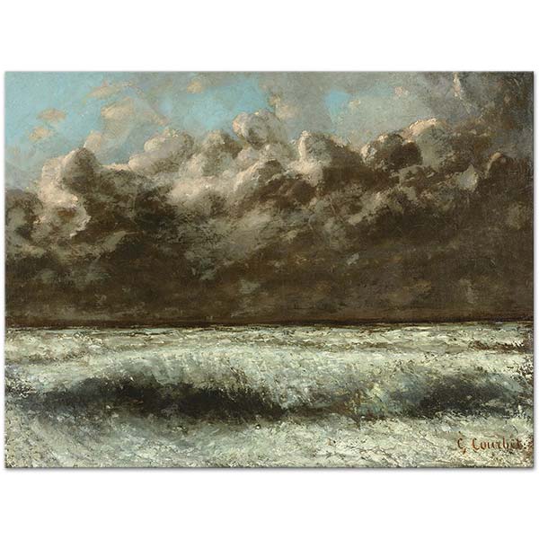 Gustave Courbet Normandiya Sahilinde Dalgalar Kanvas Tablo