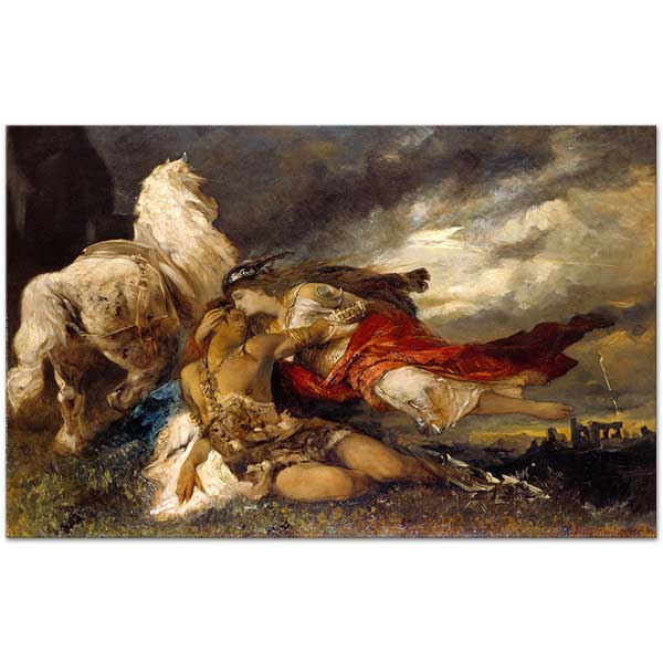 Hans Makart Valkyrie And A Dying Hero Art Print