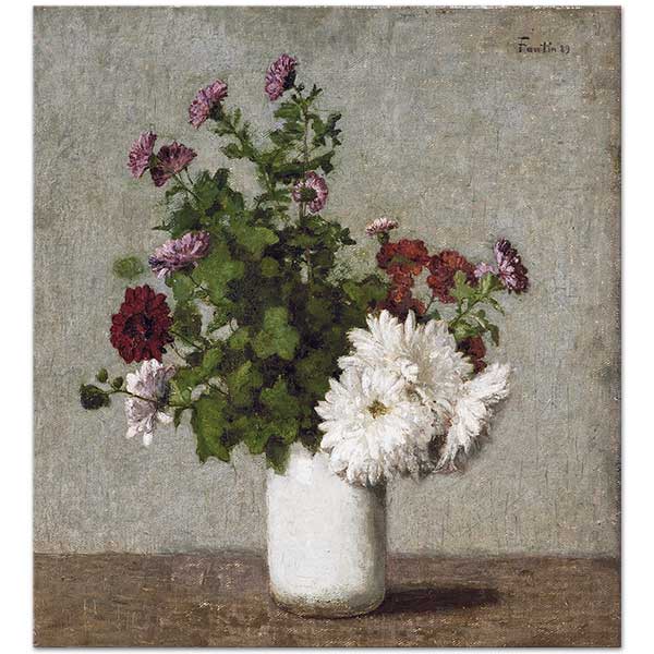 Henri Fantin Latour Autumn Chrysanthemums In A White Vase Art Print