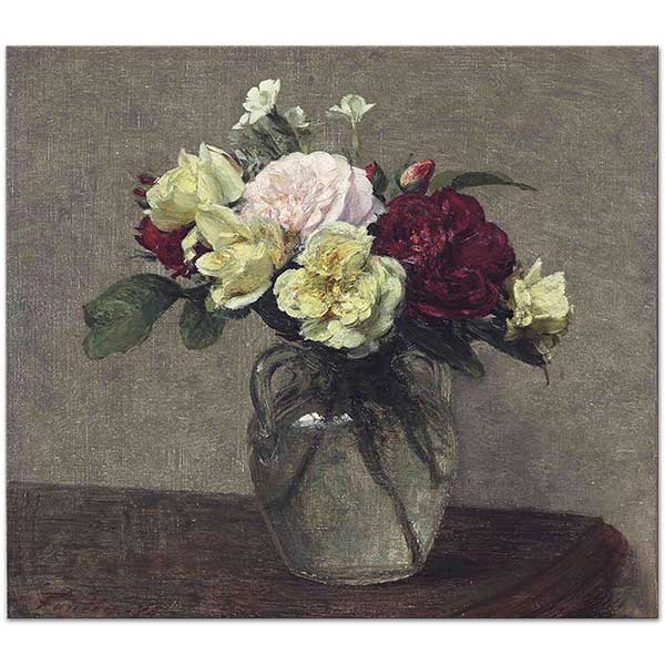Henri Fantin Latour Bouquet Of Various Roses And Carnations Art Print