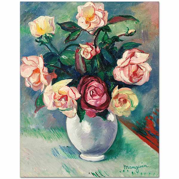 Henri Manguin Bouquet Of Roses In A White Vase Art Print