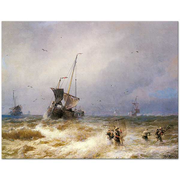 Hermann Herzog Kıyıda Balıkçılar
