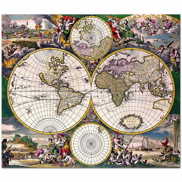 Tarihi Dünya Haritası 01 Kanvas Tablo