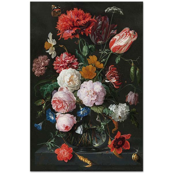 Jan Davidsz de Heem Still Life With Flowers In A Glass Vase Art Print