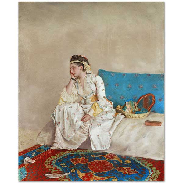 Jean-Etienne Liotard Woman in Turkish Dress Seated on a Sofa Art Print