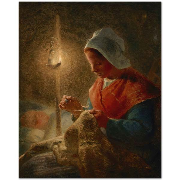 Jean-François Millet Woman Sewing by Lamplight Art Print