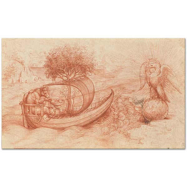 Leonardo Da Vinci Kurt ve Kartallı Allegori Kanvas Tablo