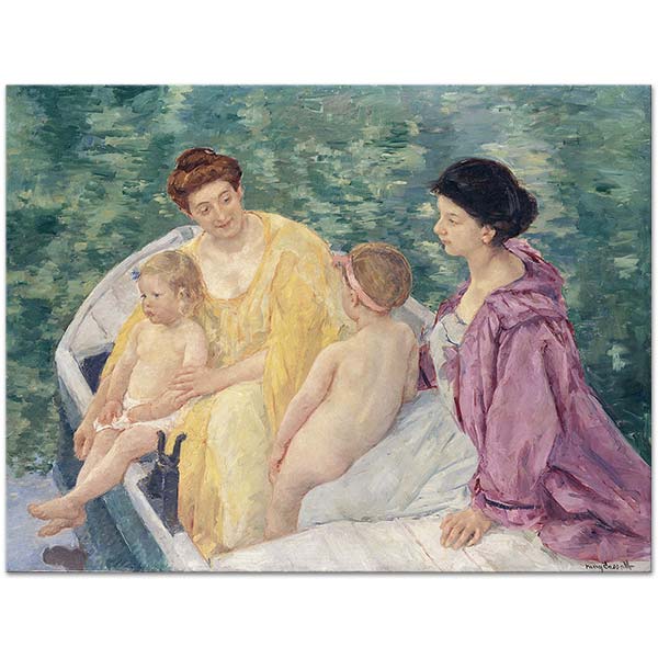 Mary Cassatt iki Anne Ve Çocukları ile Sandalda Kanvas Tablo