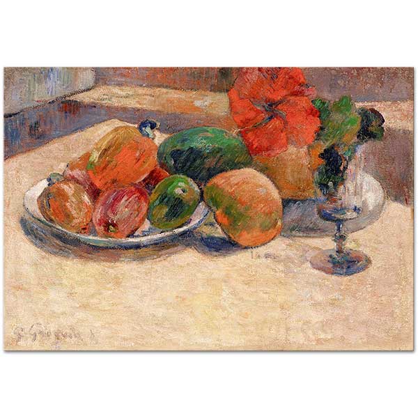 Paul Gauguin Still Life With Mangoes And Hibiscus Flower Art Print
