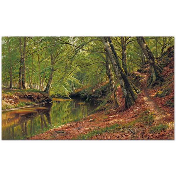 Peder Mørk Mønsted River Through The Woods Art Print