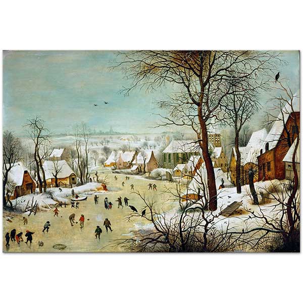 Pieter Bruegel the Younger Kış Manzarası ve Paten Kayanlar Kanvas Tablo