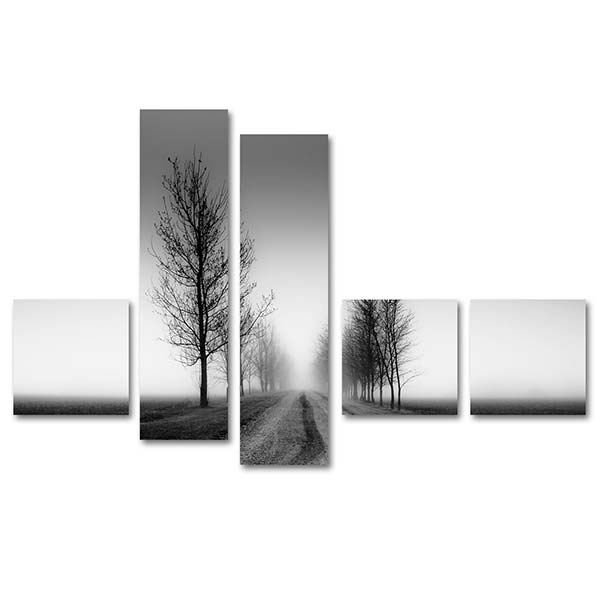 Trees in the Mysty 5 Pieces Canvas Set Art Print