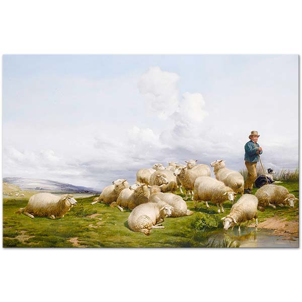 Thomas Sidney Cooper Koyunlar ile Çoban Kanvas Tablo
