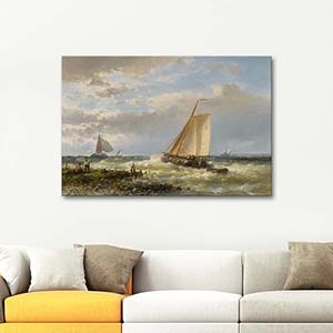 Abraham Hulk Fishing Boats Running Out Of Port Against The Tide Art Print