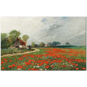 Adolf Kaufmann A Poppy Field With Daisies Art Print