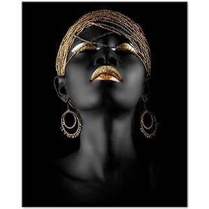African Woman in Black with Gold Art Print