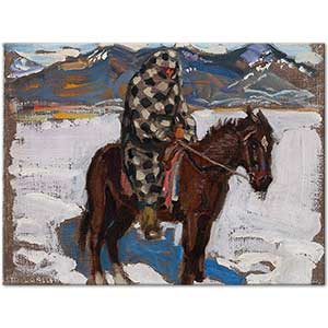 Akseli Gallen Kallela Indian On Horseback In Snow Art Print