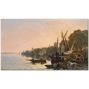 Alberto Pasini A Ferry On The Nile Art Print