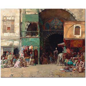 Alberto Pasini Marketplace At The Entrance To A Bazaar, Constantinople Art Print