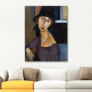 Amedeo Modigliani Jeanne Hebuterne with Hat and Necklace Art Print