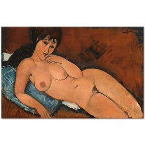 Amedeo Modigliani Nude on Blue Cushion Art Print