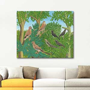 André Bauchant Seven Birds on the Branches Art Print