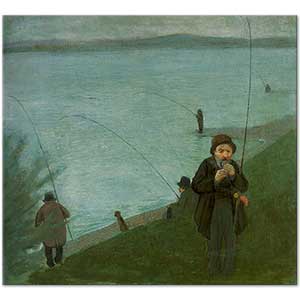 August Macke Anglers On The Rhein Art Print