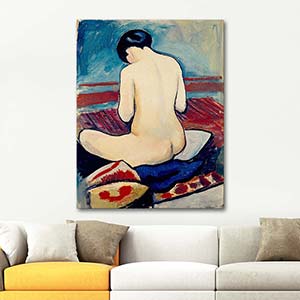 August Macke Sitting Nude With Pillow Art Print