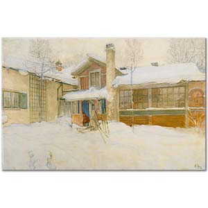 Carl Larsson My Country Cottage In Winter Art Print