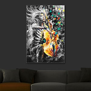 Rhapsody with Cello Full Lighted Art Print