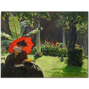 Charles Courtney Curran Afternoon in the Cluny Garden Art Print