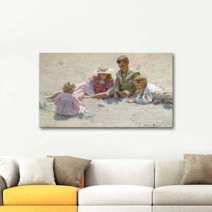 Charles Courtney Curran Children By The Seashore Art Print