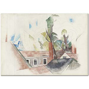 Charles Demuth Çatılar Ve Ağaçlar Kanvas Tablo