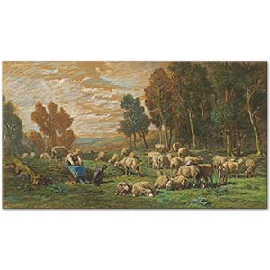Charles Jacque Kadın Çoban Kanvas Tablo