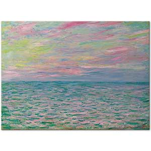 Claude Monet Pourvillede Gün Batımı, Açık Deniz Kanvas Tablo