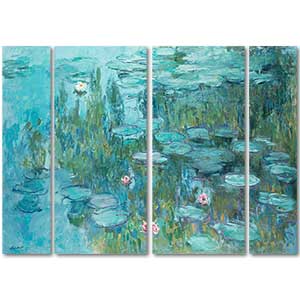 Claude Monet Nilüferler 4 Parçalı Kanvas Tablo