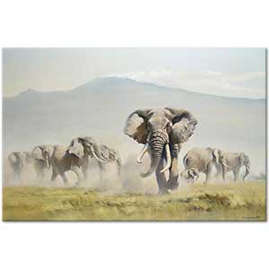 Donald Grant Elephant Charge Art Print