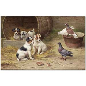 Edgar Hunt Puppies Art Print