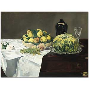Edouard Manet Kavun ve Şeftaliler ile Natürmort Kanvas Tablo