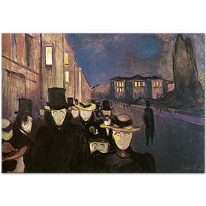 Edvard Munch Evening on Karl Johan Street Art Print