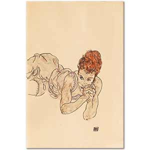 Egon Schiele Yatan Kadın Kanvas Tablo