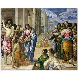 El Greco İsa Kör Adamı İyileştirirken Kanvas Tablo