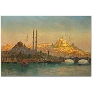 Ernst Koerner Valide ve Süleymaniye Cami İstanbul Kanvas Tablo