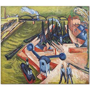 Ernst Ludwig Kirchner Batı Limanı Frankfurt Kanvas Tablo